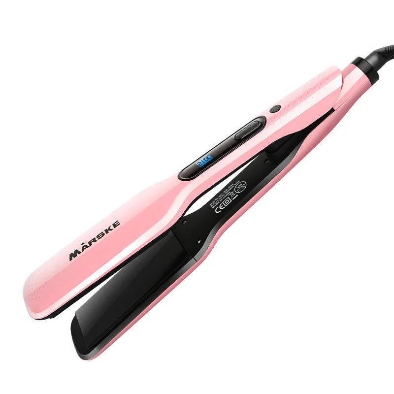 Steam spray hair straightener with 45mm ceramic plate, white, digital display, adjustable temperature