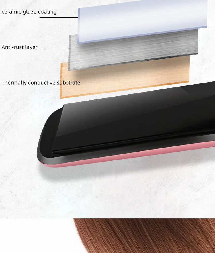 Steam spray hair straightener with 45mm ceramic plate, white, digital display, adjustable temperature