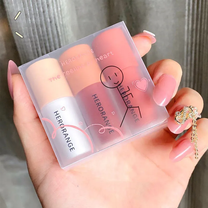 Matte whitening primer lip milk lip gloss set three packs milkshake lip glaze in three colours