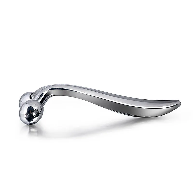 Face lift Y shape roller massager in silver ABS platinum, measuring 4.5cm by 13cm