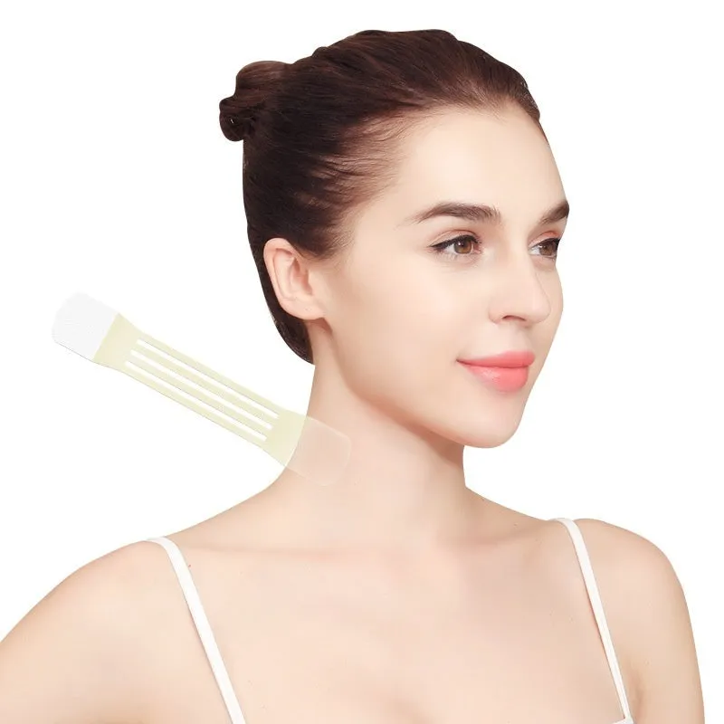 V27 neck lifting tape skin colour set with four lifting belts and twenty adhesive patches for neck support