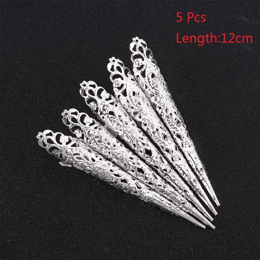 Set of 5 gold electroplated alloy nail rings 12cm long for Indian dance props
