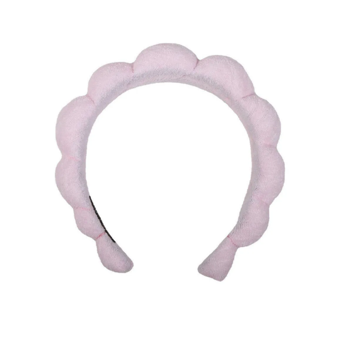 Handmade cloth hair band in pink for shampoo and spa use, narrow width, soft fabric