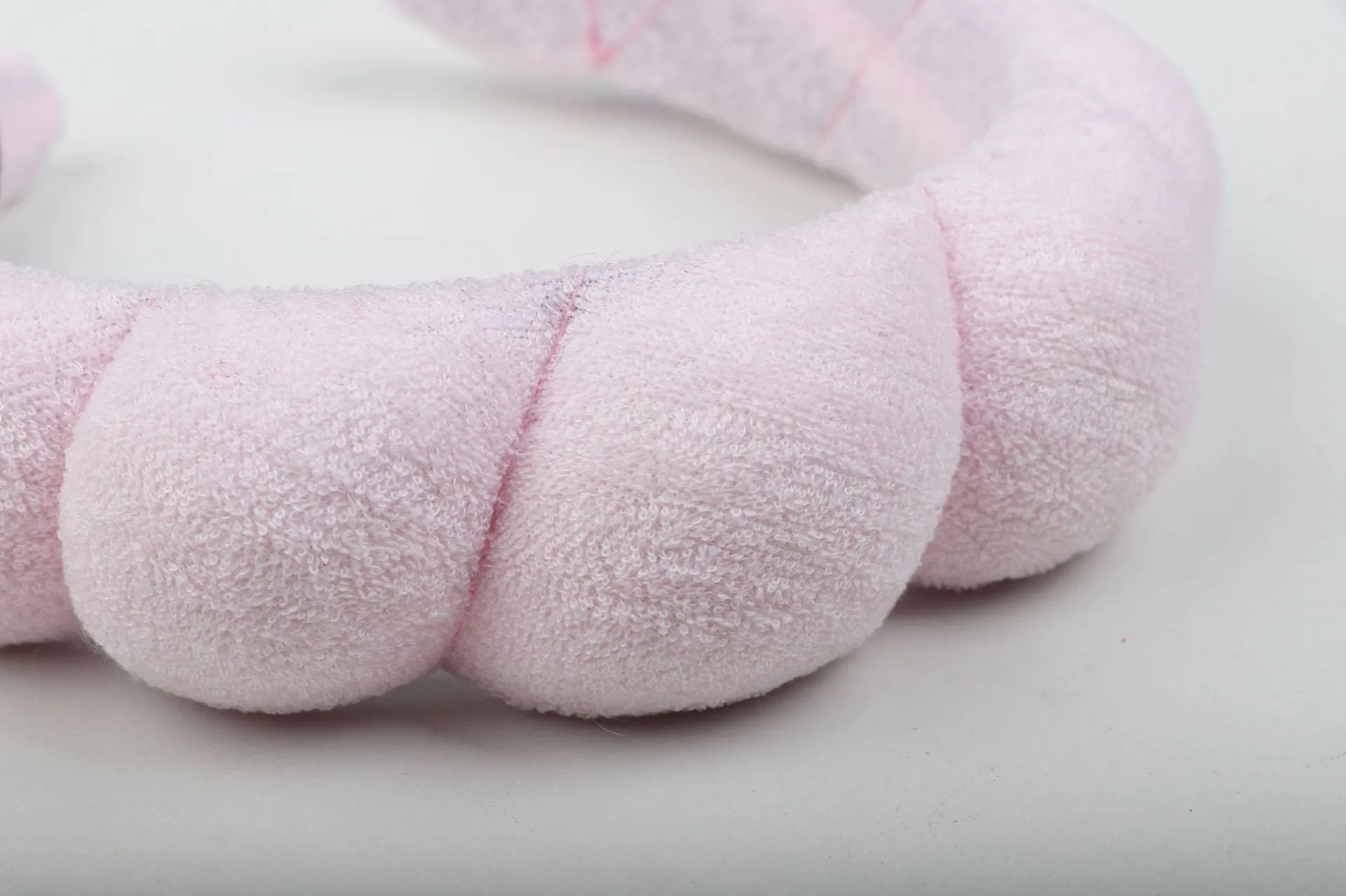 Handmade cloth hair band in pink for shampoo and spa use, narrow width, soft fabric