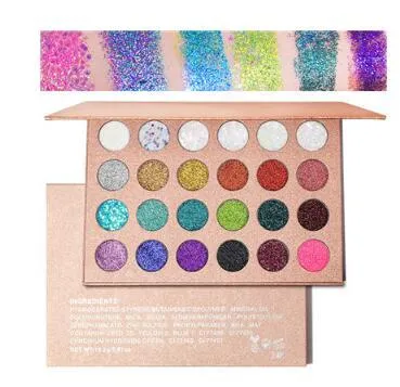 24-colour eyeshadow palette with matte shimmer and glitter shades in a compact case