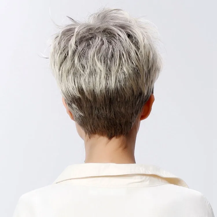 White short hair set with flower detail, 8 inch length, full mechanism construction, 90g