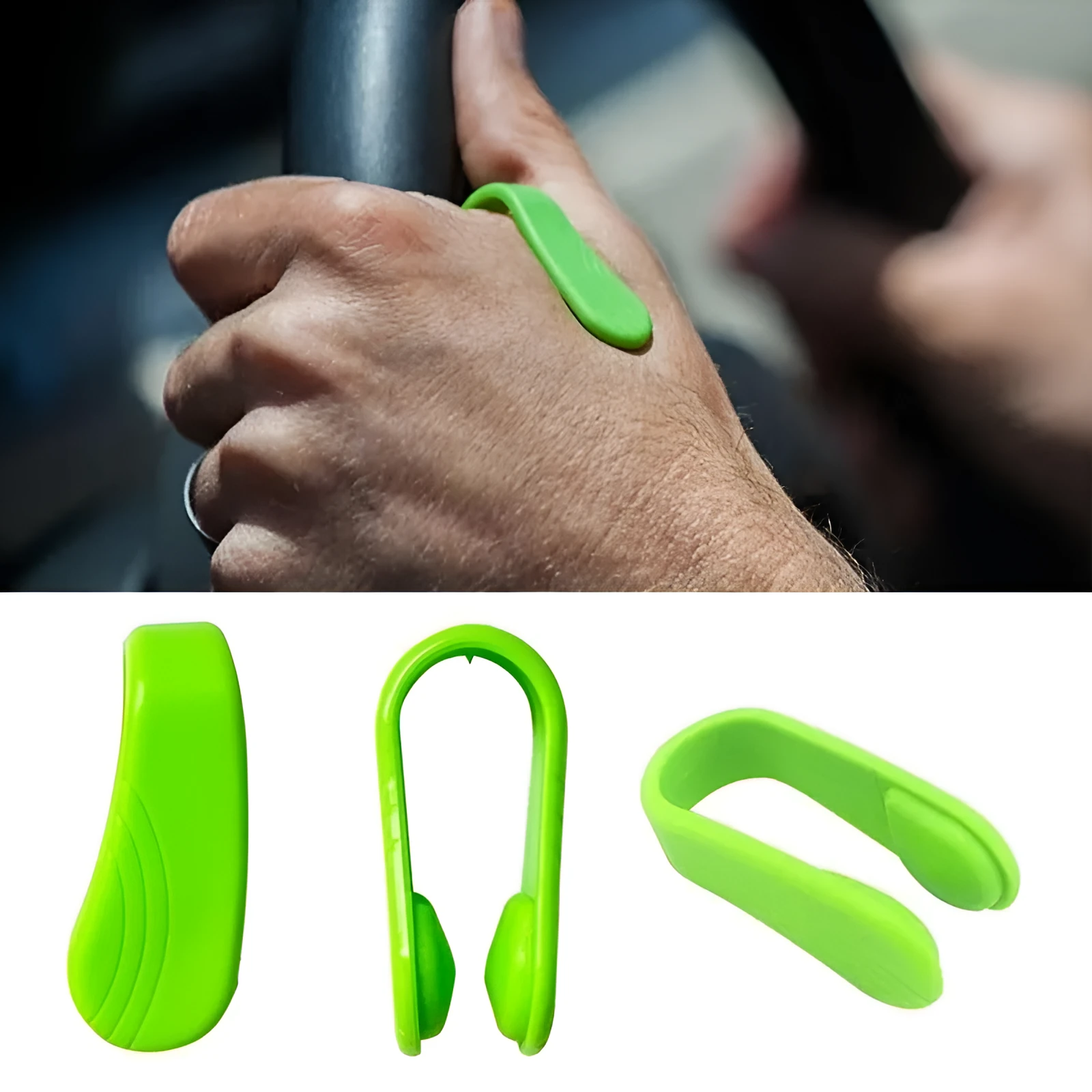 Tiger mouth massage clip multi-function acupoint massager in black on a hand, showing placement between thumb and index finger