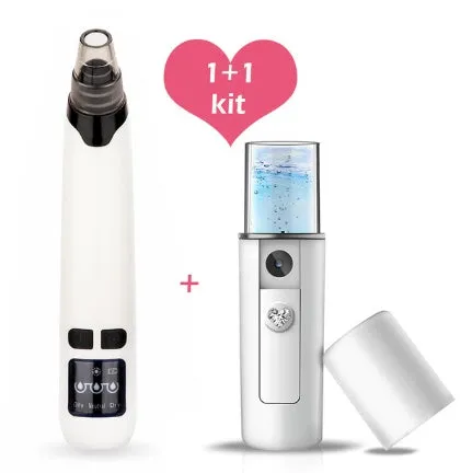 Blackhead suction instrument with three interchangeable heads for facial pore cleaning and exfoliation