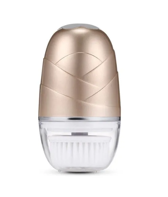 Electric rechargeable facial pore cleaner with silicone bristles in Golden colour