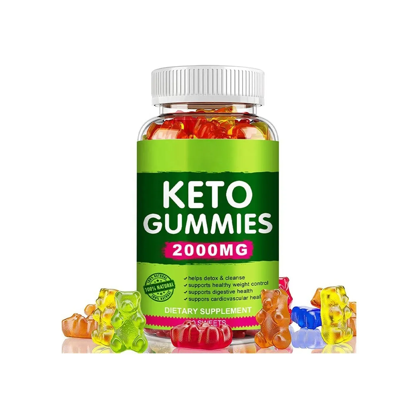Bottle of pure organic keto BHB vinegar vitamin soft candy sweets containing 60 tablets
