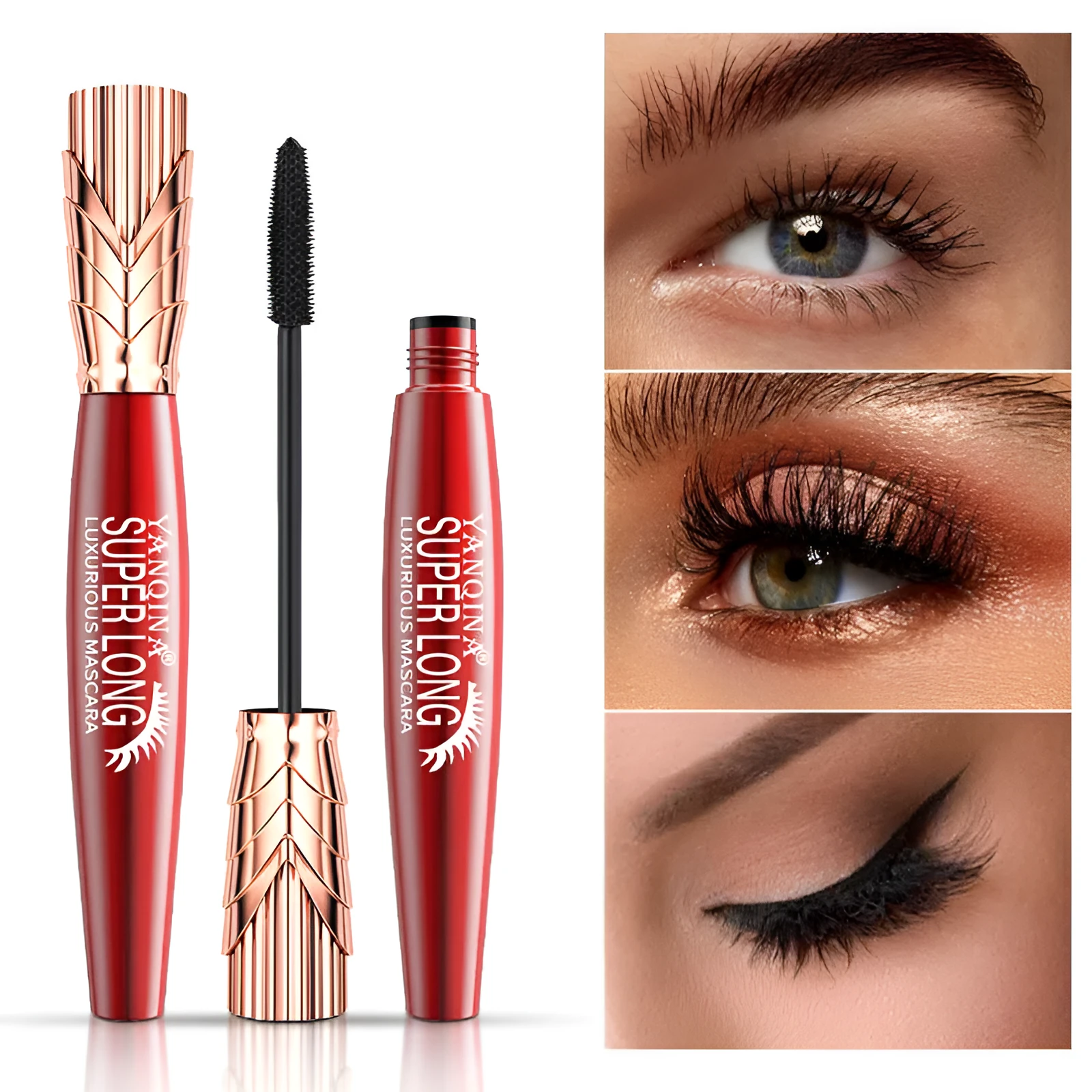 Waterproof and sweatproof 4D crown head mascara black 10ml with compact tube and defined lash effect
