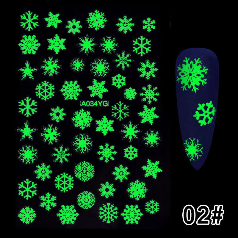 Halloween luminous adhesive nail stickers in mixed colours on paper card packaging