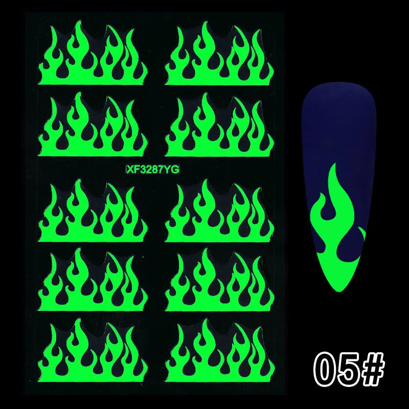 Halloween luminous adhesive nail stickers in mixed colours on paper card packaging