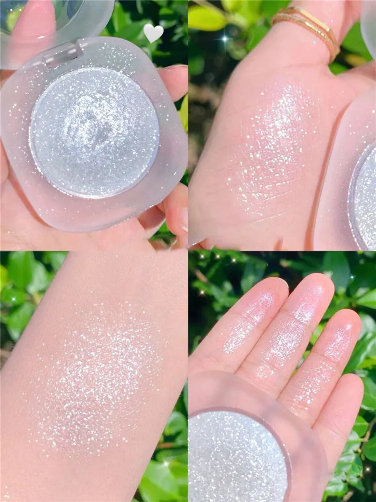 Diamond glitter highlighter gel in natural colour, compact 40x40x30mm for face and body brightening