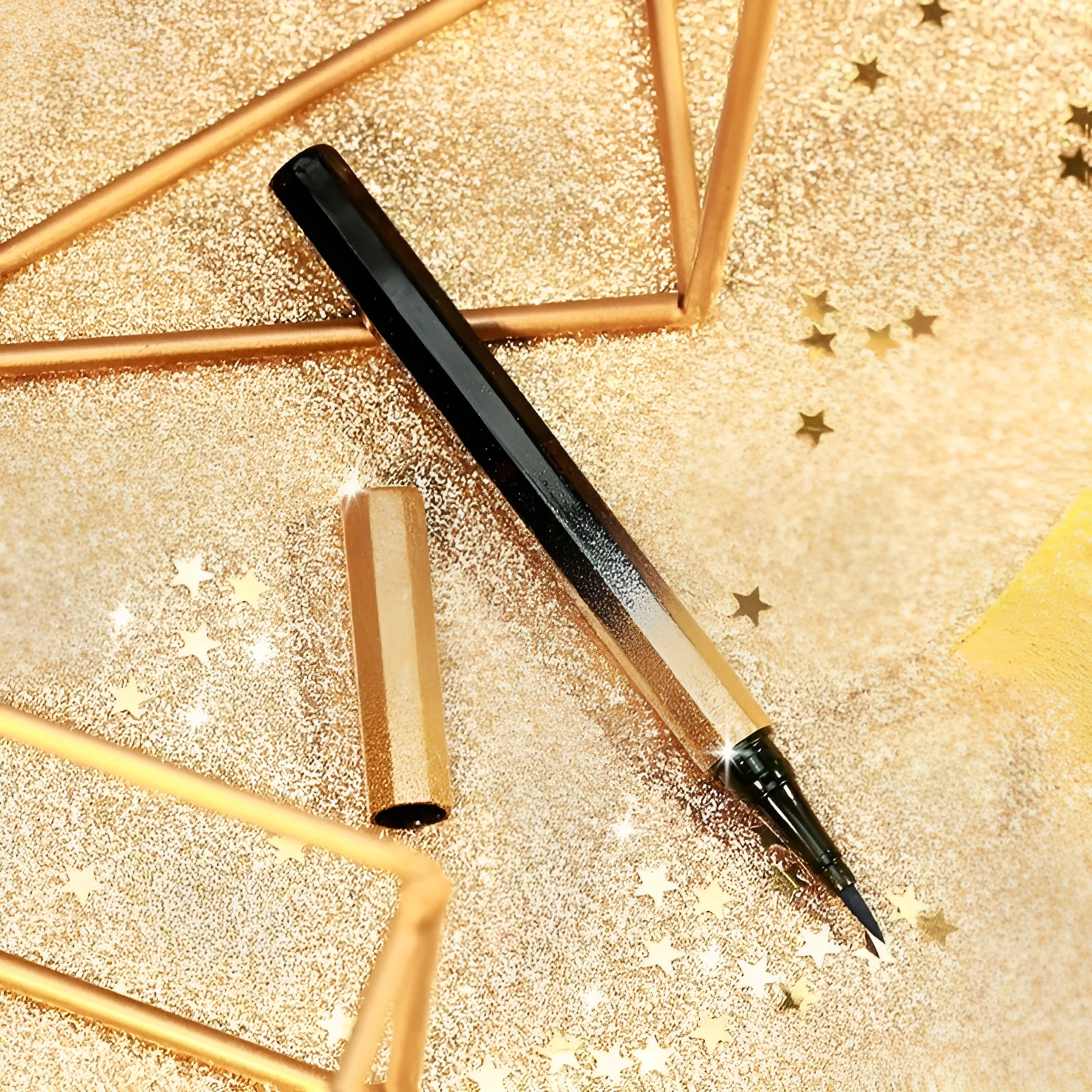 Star Series golden pearlescent eyeliner pencil with black coffee gold silver shades