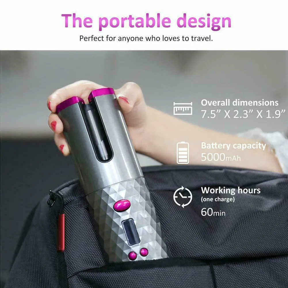 Automatic wireless curling iron with rechargeable battery in black colour