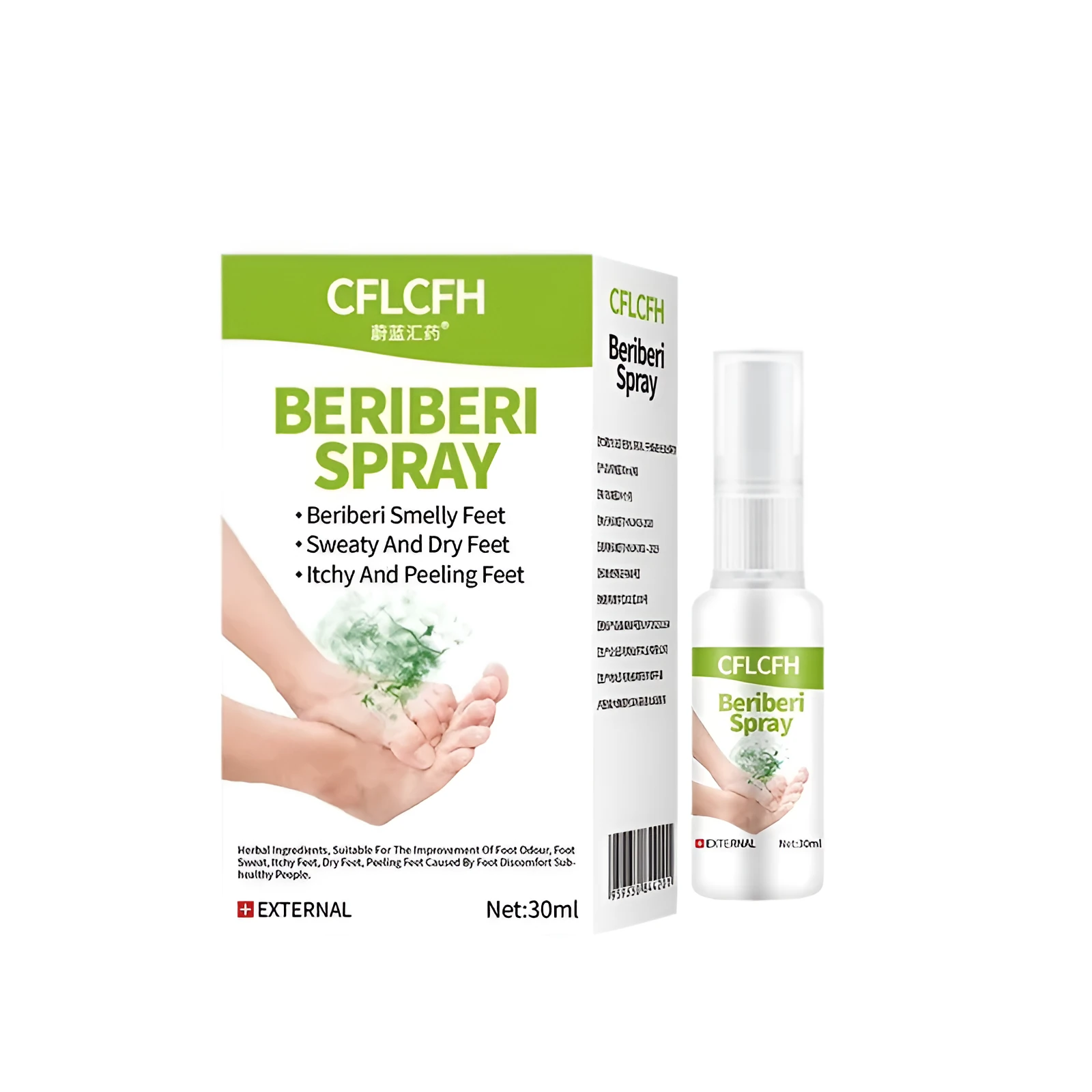 30ml bottle of English mint foot odour spray for fungal treatment