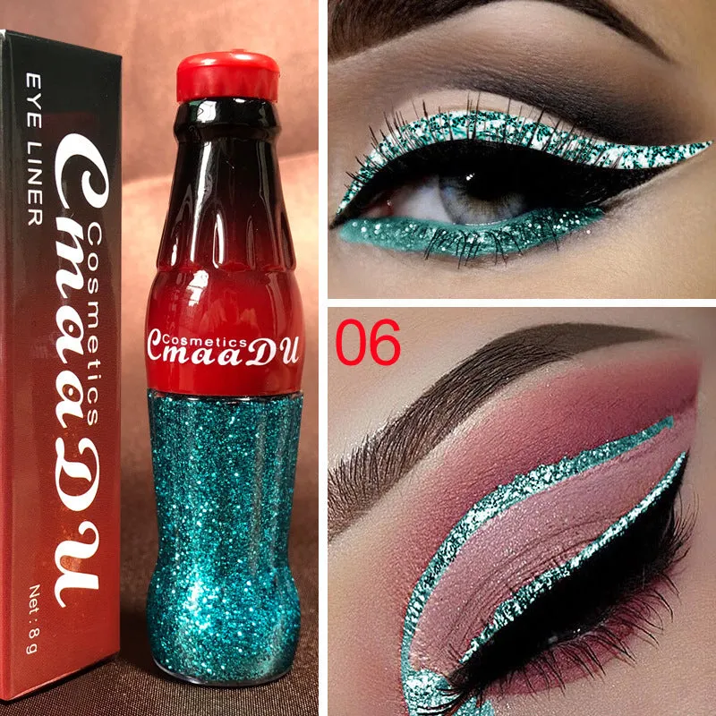 CmaaDu Colour Glitter Liquid Eyeliner in multiple shades, water-resistant liquid glitter formula for precise eye definition