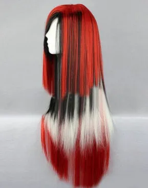 Multicolor Japanese Harajuku Lolita wig 286C in red with layered bangs and synthetic fibre construction