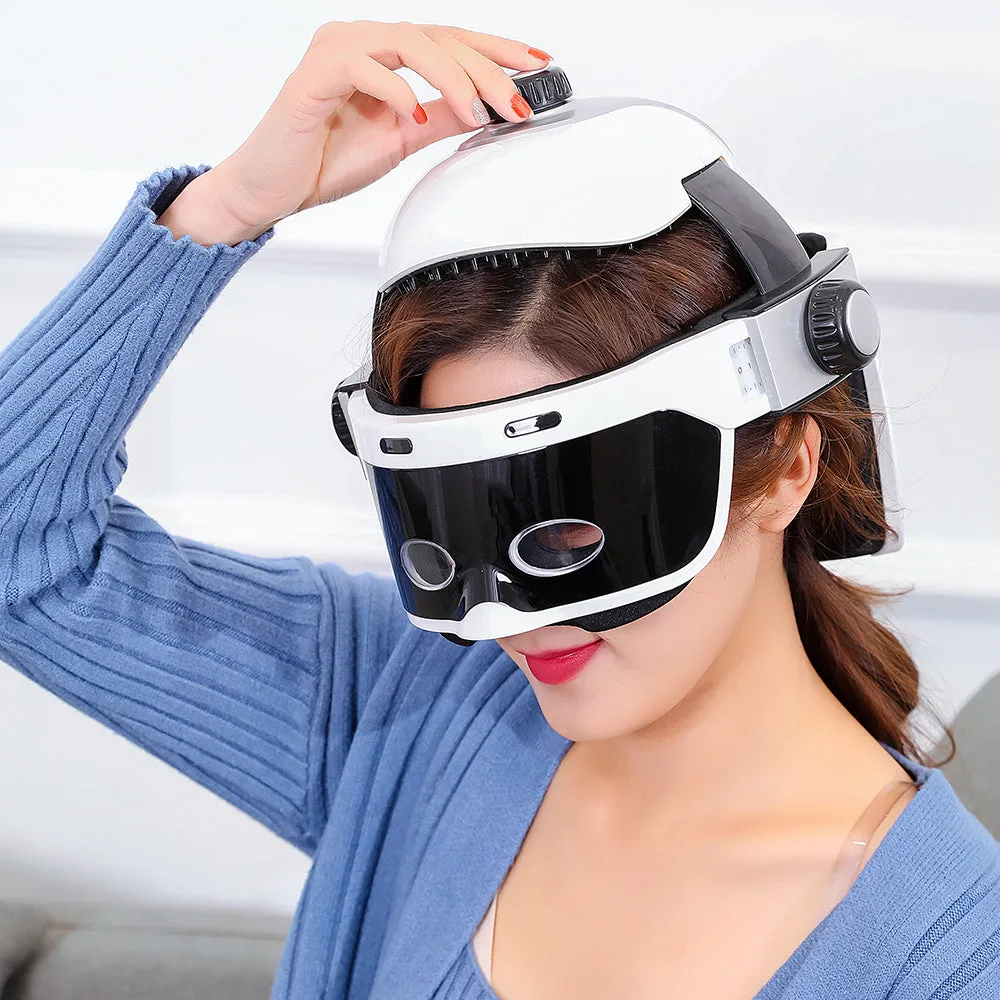 Electric eye massager in white and black with LCD remote controller and USB charging cable