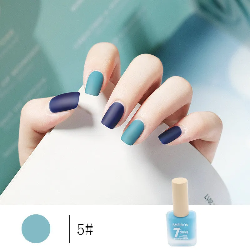 Frosted no-baking quick-drying matte nail polish in 30 colours including nude, wine red, lavender, and grey blue