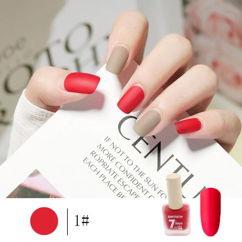 Frosted no-baking quick-drying matte nail polish in 30 colours including nude, wine red, lavender, and grey blue