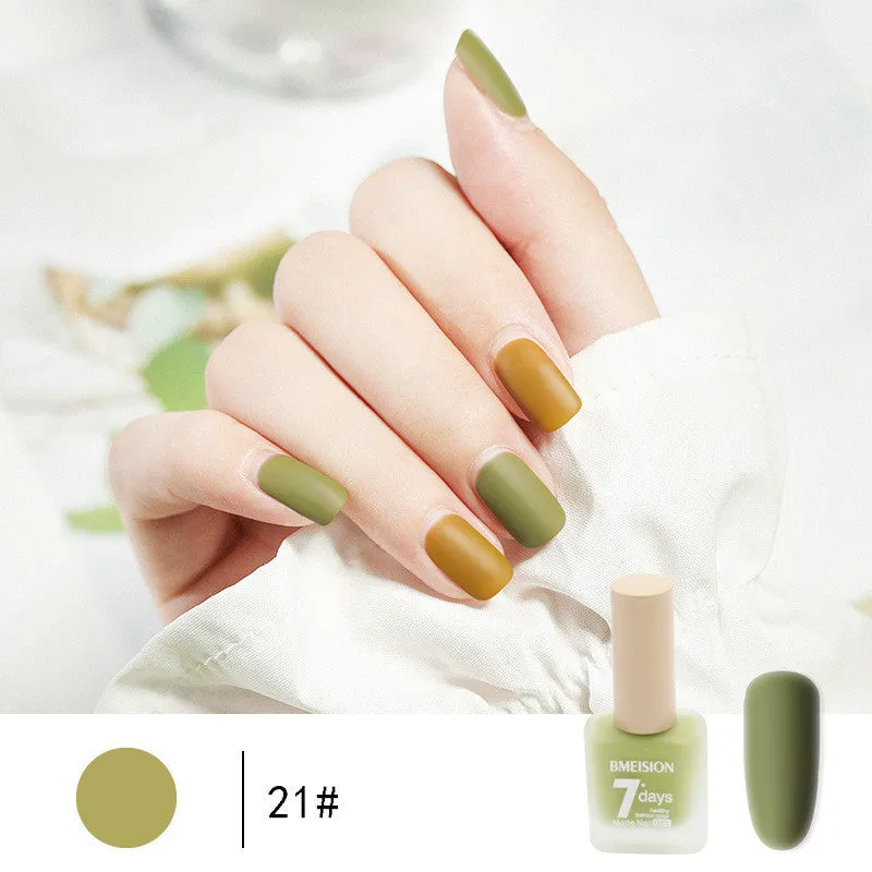 Frosted no-baking quick-drying matte nail polish in 30 colours including nude, wine red, lavender, and grey blue