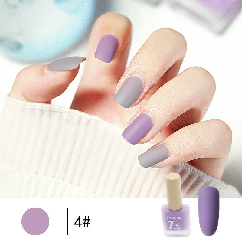 Frosted no-baking quick-drying matte nail polish in 30 colours including nude, wine red, lavender, and grey blue