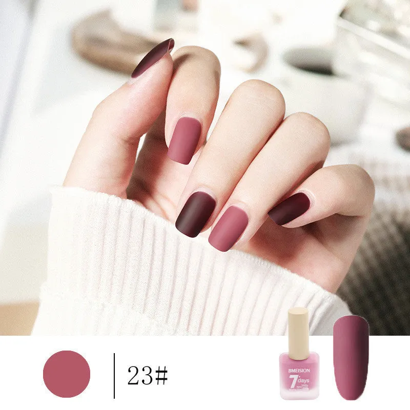 Frosted no-baking quick-drying matte nail polish in 30 colours including nude, wine red, lavender, and grey blue