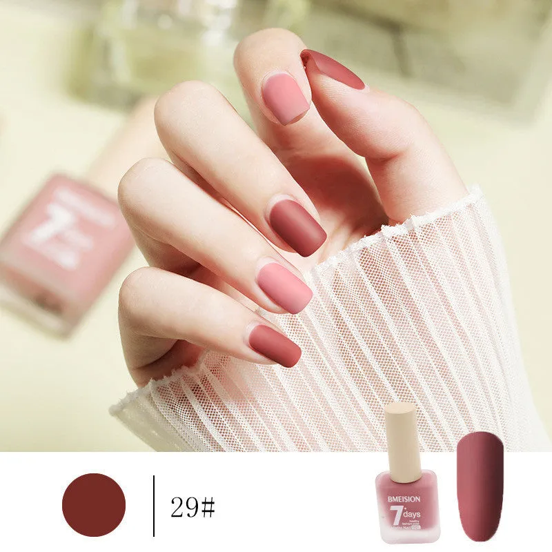 Frosted no-baking quick-drying matte nail polish in 30 colours including nude, wine red, lavender, and grey blue