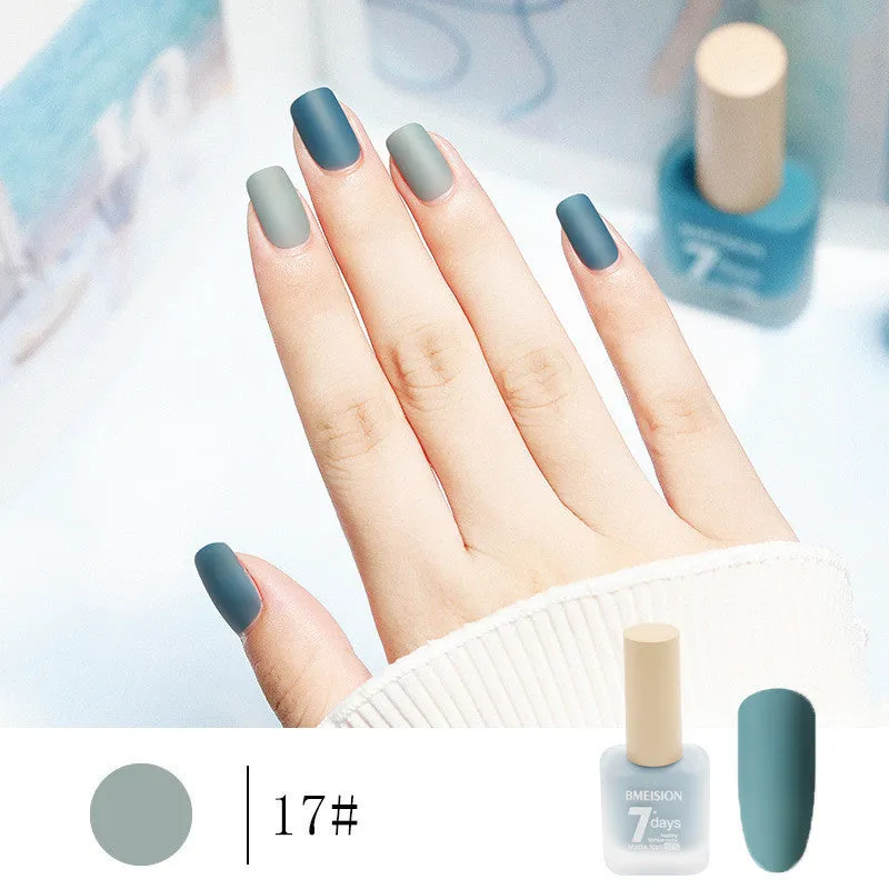 Frosted no-baking quick-drying matte nail polish in 30 colours including nude, wine red, lavender, and grey blue