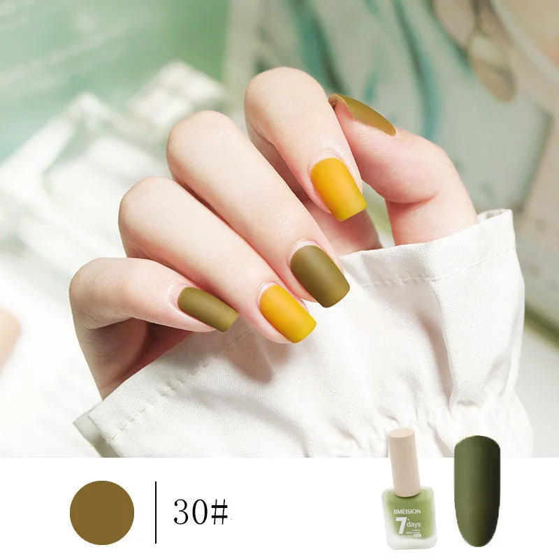 Frosted no-baking quick-drying matte nail polish in 30 colours including nude, wine red, lavender, and grey blue