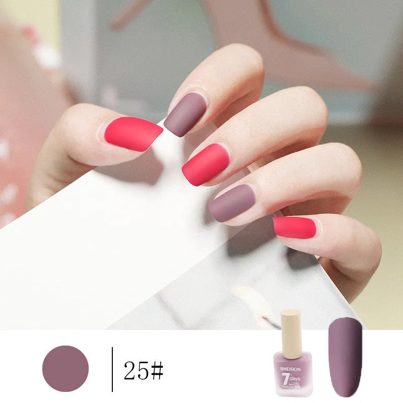 Frosted no-baking quick-drying matte nail polish in 30 colours including nude, wine red, lavender, and grey blue