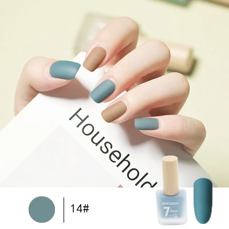 Frosted no-baking quick-drying matte nail polish in 30 colours including nude, wine red, lavender, and grey blue