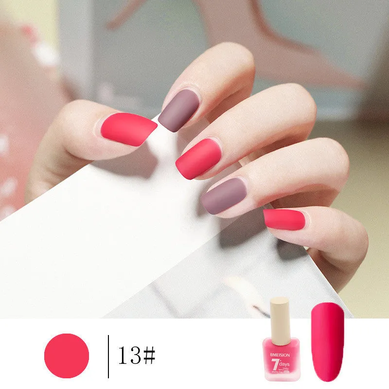 Frosted no-baking quick-drying matte nail polish in 30 colours including nude, wine red, lavender, and grey blue