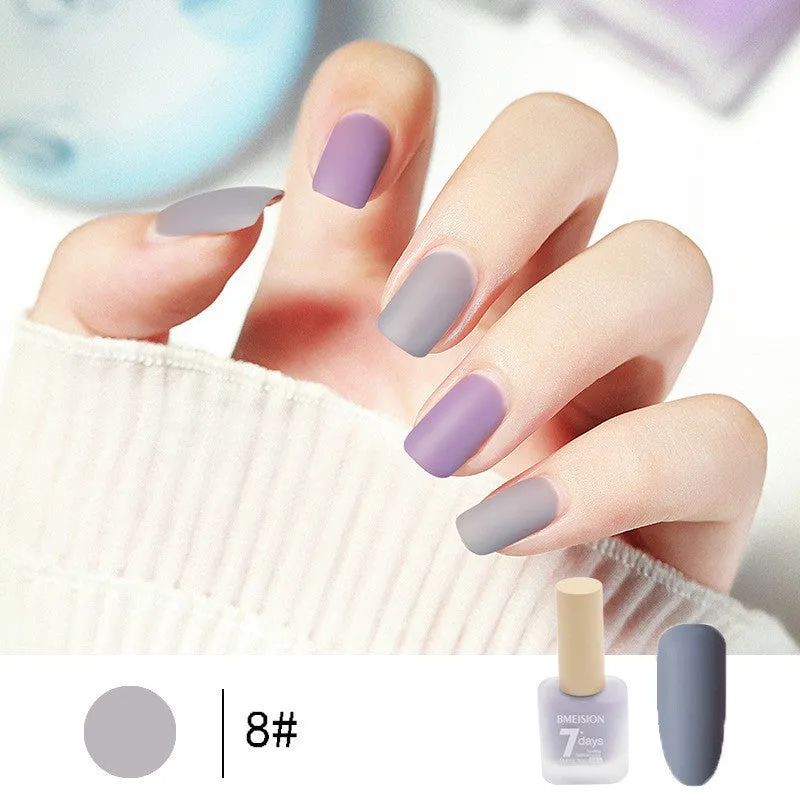 Frosted no-baking quick-drying matte nail polish in 30 colours including nude, wine red, lavender, and grey blue