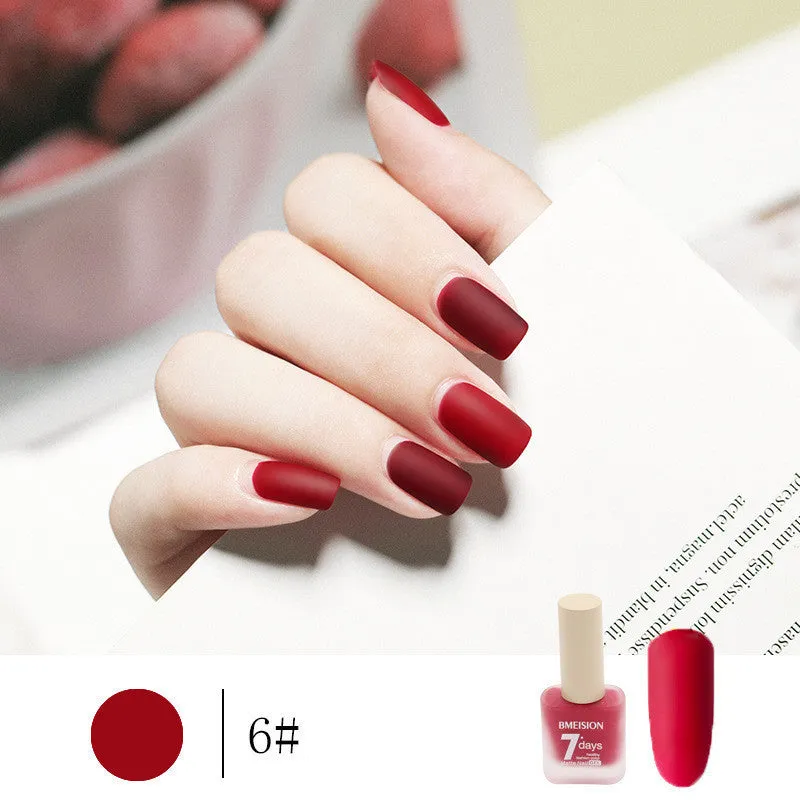 Frosted no-baking quick-drying matte nail polish in 30 colours including nude, wine red, lavender, and grey blue