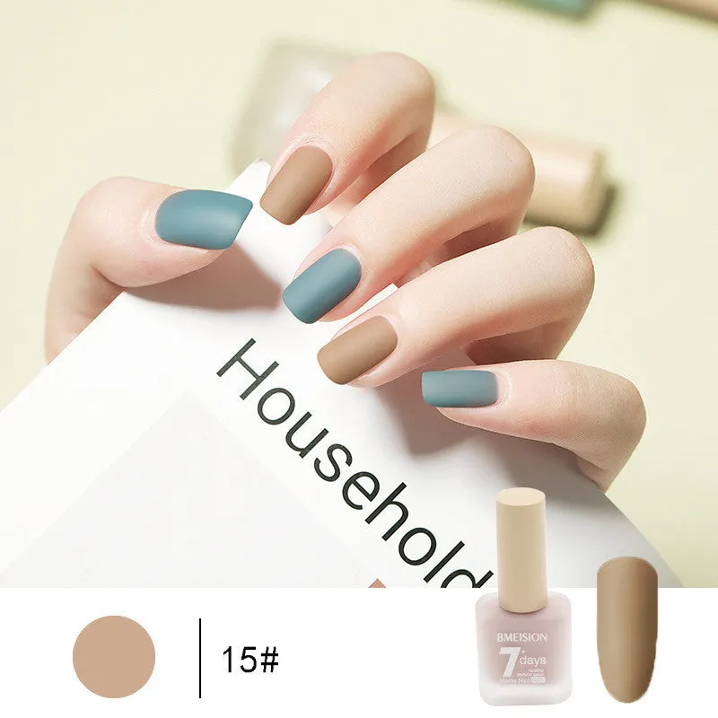 Frosted no-baking quick-drying matte nail polish in 30 colours including nude, wine red, lavender, and grey blue