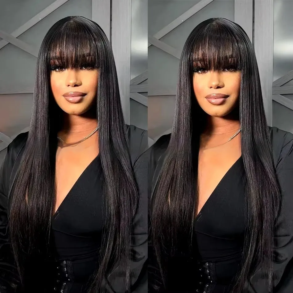 Women's natural colour full lace human hair wig on a stand, showing long length and full lace cap.