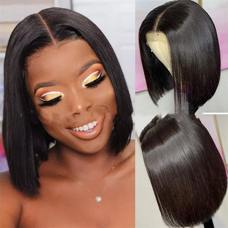 Ladies mid-point short wave chemical fiber wig in black colour