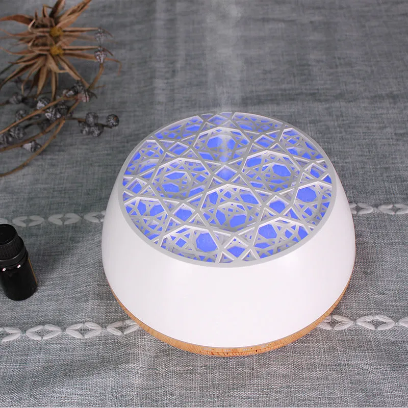 Medium 178x97mm ultrasonic aroma diffuser with four-hole mist output, 400ml capacity, dark wood grain finish, timer controls