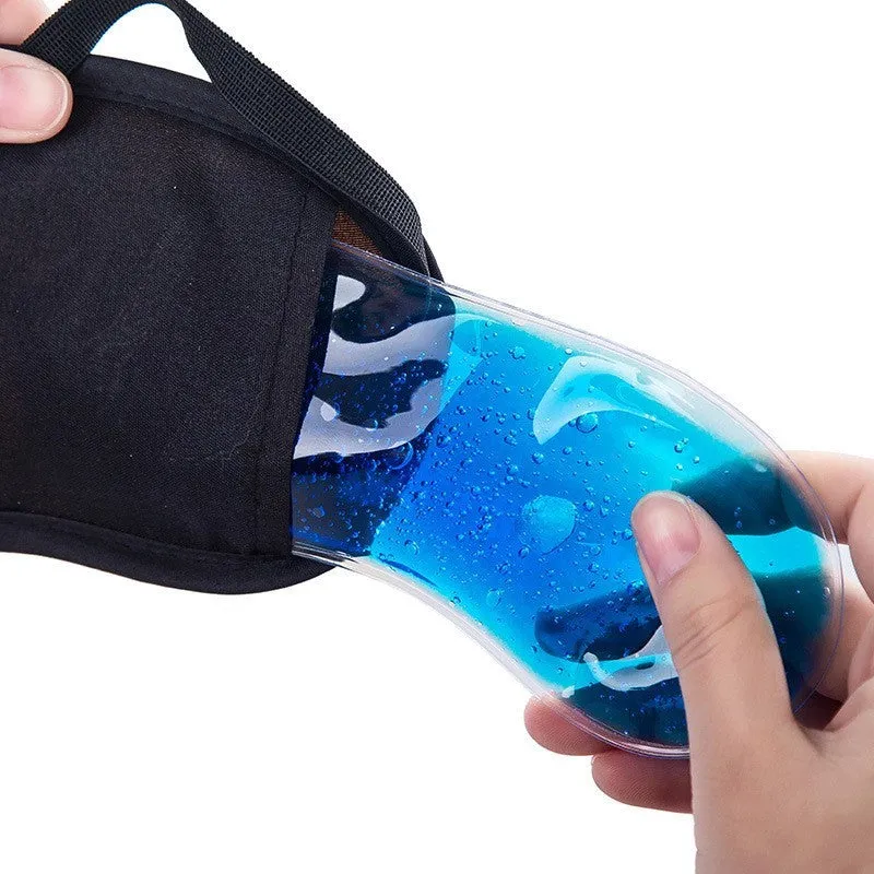 Silk eye mask with ice cube design in black, lightweight 20g sleep blindfold