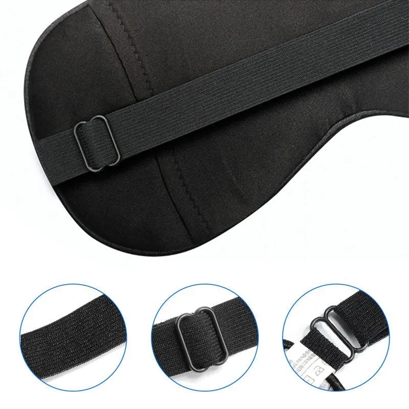 Silk eye mask with ice cube design in black, lightweight 20g sleep blindfold