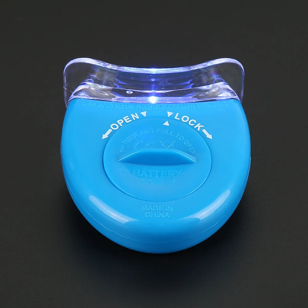 LED teeth whitening kit with wide edge lamp bead and buckle denture tray in white