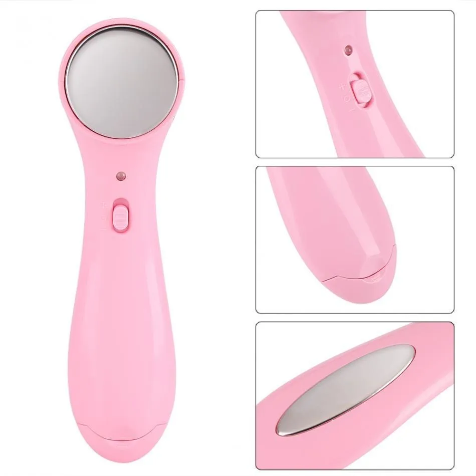 Electric facial massager in white: ultrasonic and ionic skin firming device with wrinkle removal function, approx 15cm long