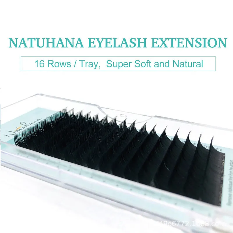 Artificial fibre false eyelashes with soft velvet texture showing length options from 7mm to 15mm