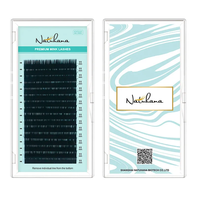 Artificial fibre false eyelashes with soft velvet texture showing length options from 7mm to 15mm