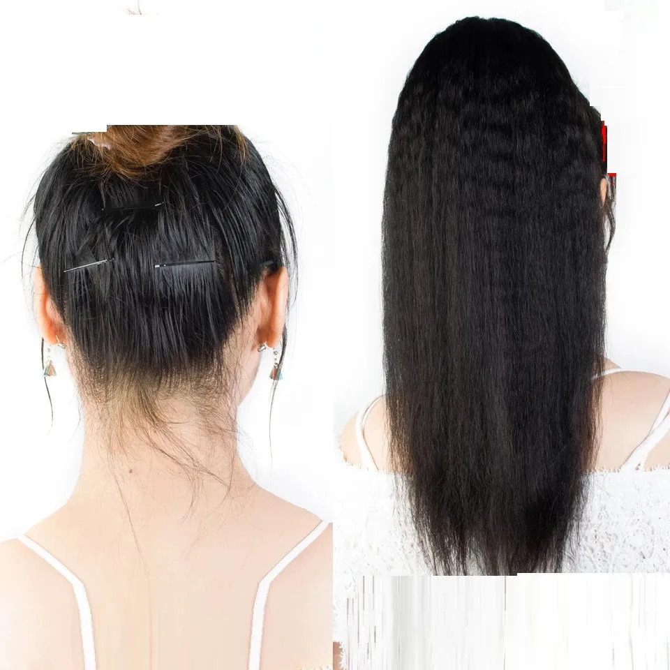 Ladies bandage real hair ponytail cornbeard piece in natural colour, 10 inch length