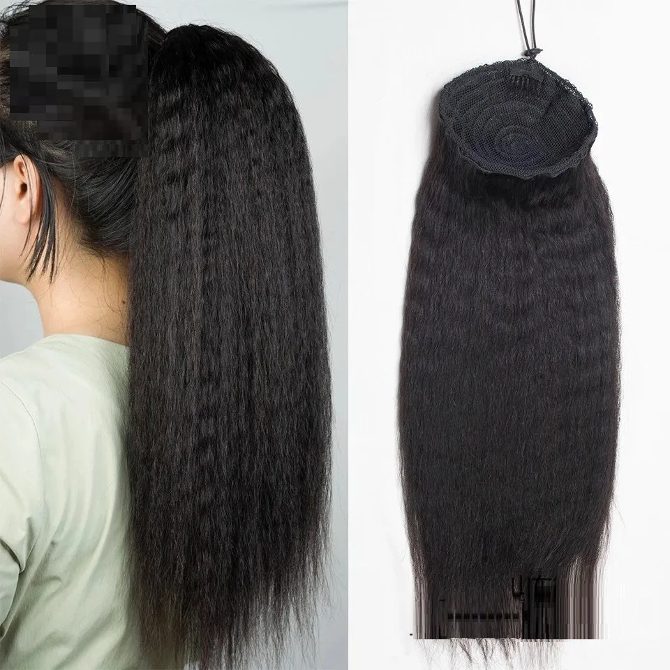 Ladies bandage real hair ponytail cornbeard piece in natural colour, 10 inch length