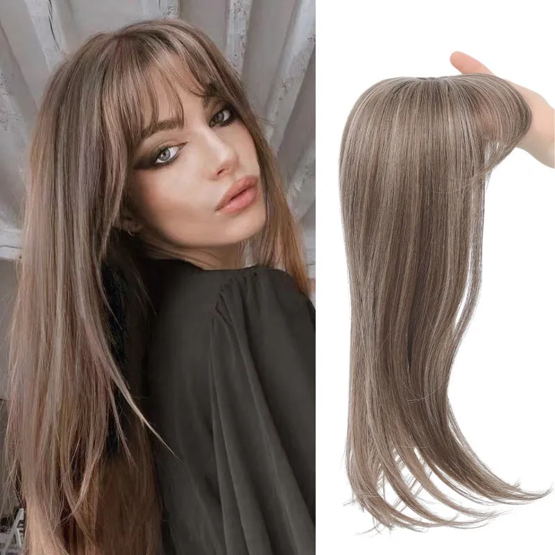 Synthetic high temperature fibre clip-in hair extension wig shown in one of six available style colours.